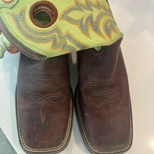 Tony Lama Brown and Green Leather Boots